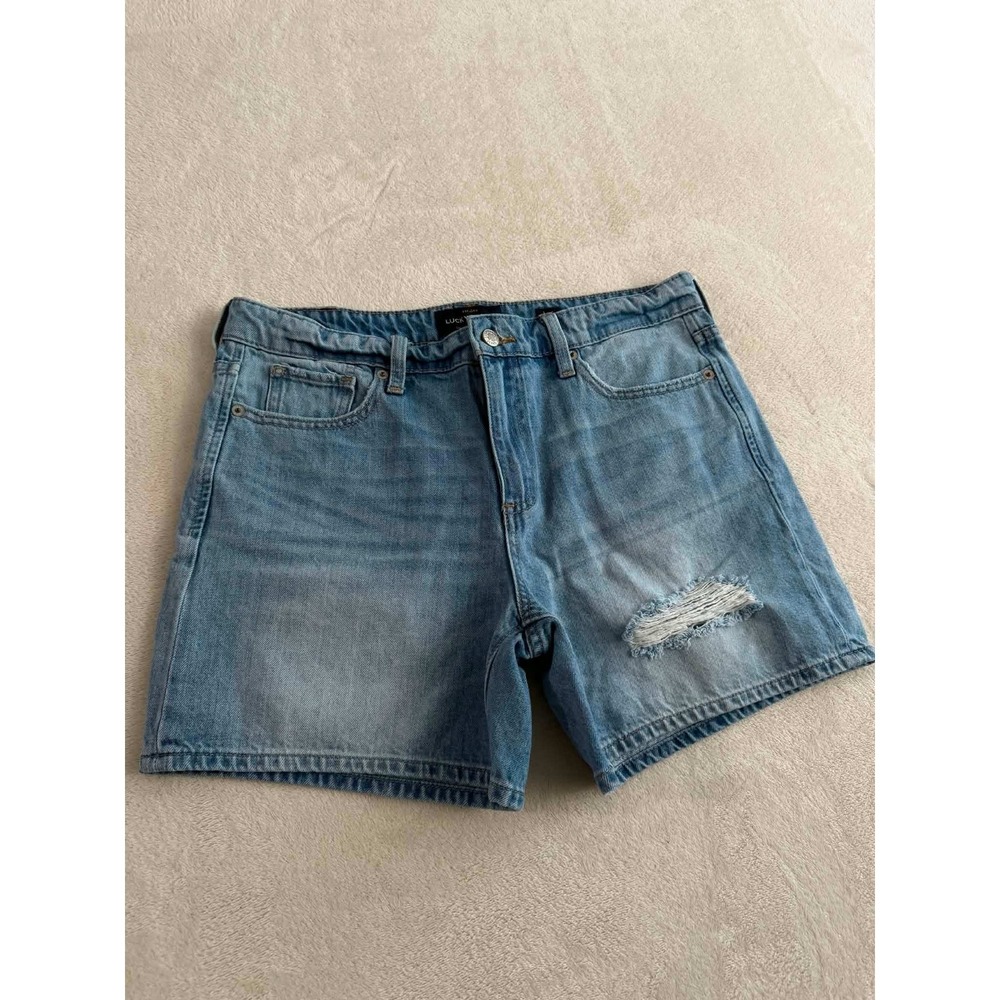 Lucky Brand Womens 6/28 Blue Denim Shorts Distressed High Rise Light Wash